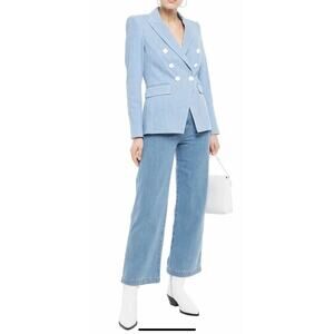 VERONICA BEARD Miller Denim Dickey Jacket Light Blue Jean Blazer Size 12